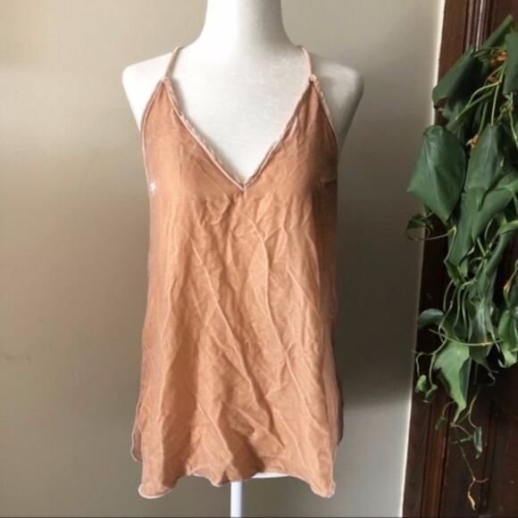 Cami NYC Peach Velvet Tank Top - Picture 1 of 5